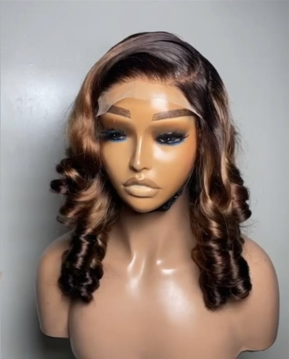 Hairvenempire Wig Amex with warm brown piano waves