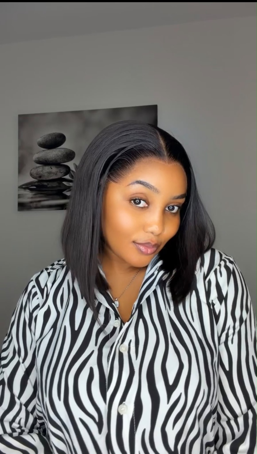 Lagos Hairline Wig — 10″ with 13×6 full frontal. Black straight bob.